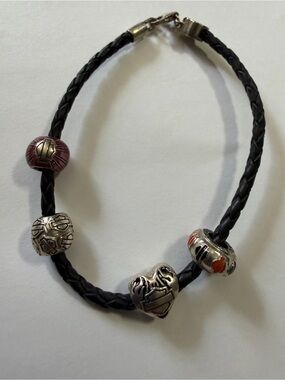 Harley-Davidson Bracelet Leather and Charms Silver -enamel